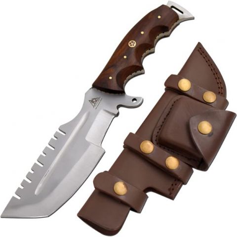 K2 Tracker Knife Collection | 12" Full Tang Survival Knife with Wood Handle & Leather Sheath | 4 Colors