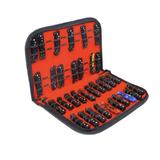 Knife Storage Case | 40-Slot Folding Pocket Knife Organizer | Waterproof PU Leather Carrying Case with Zipper