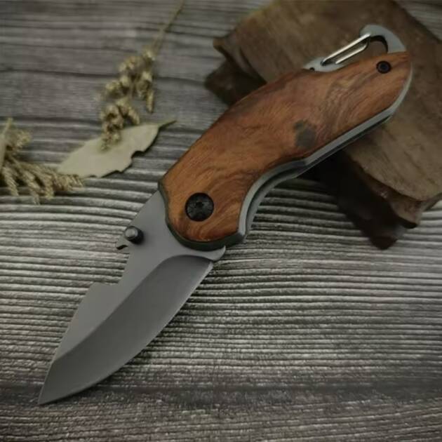 Pocket Folding Knife with Wooden Handle | 5Cr13MoV Blade | Camping Survival Tool