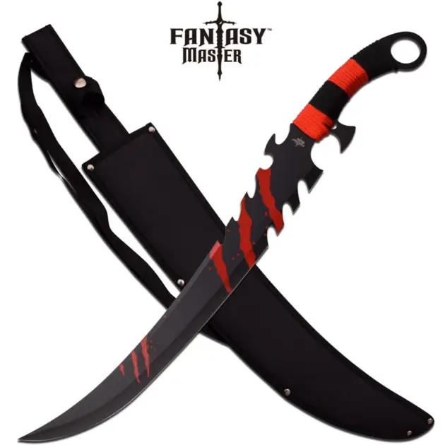 Fantasy Sword | Red & Black Zombie Killer Scimitar Blade | 25" Overall
