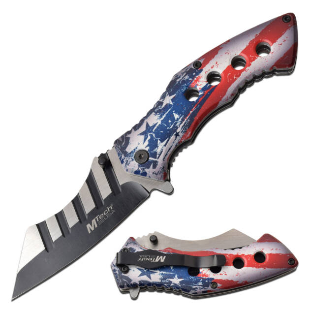 Folding Knife with American Flag Design | 8.25″ Durable Steel Blade
