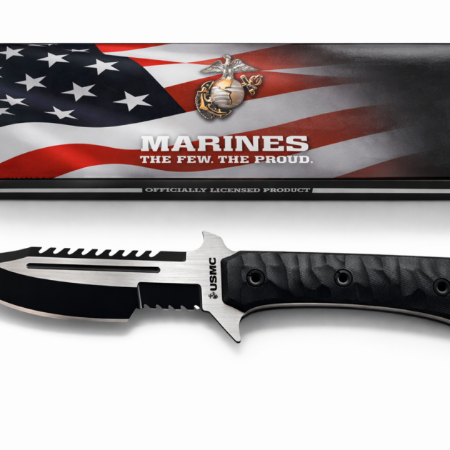 USMC Survival Knife | Full Tang Fixed Blade Knife with Sawback