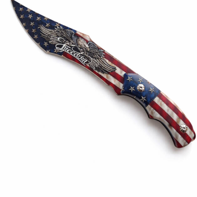 Freedom Eagle American Flag Fixed Blade Knife – 13” Overall – 8” Blade